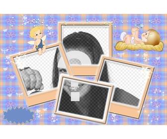 photo frame for multi-effect baby photo with an angel and baby sleeping for four photos