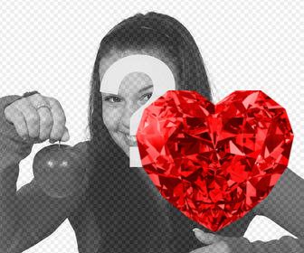 online photomontage to put red heart-shaped diamond in ur photos