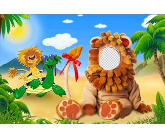 photomontage of lion costume for children where u can edit with ur photo