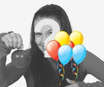 sticker of colorful balloons to decorate birthday photos