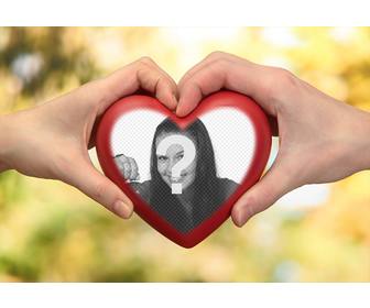 photomontage of two hands with heart for your photo