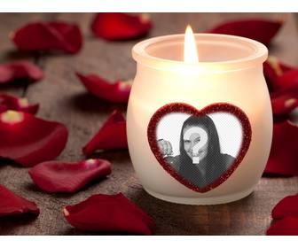 photo effect of love with candle and heart