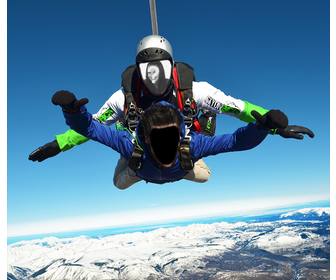 photo effect of two people in parachute for two photos