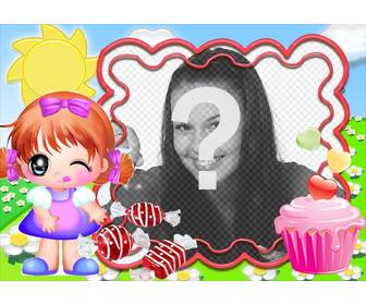 photo frame for children happy child eating candy