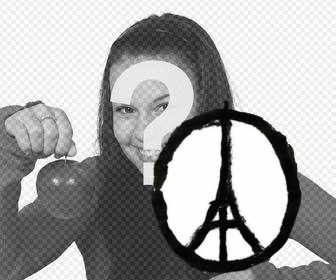 drawing symbol of peace with the eiffel tower in the middle to support putting france on ur profile picture