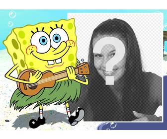 photo effect of spongebob with ukulele for ur photo