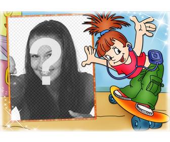skate girl photo frame for girls put ur picture in the background