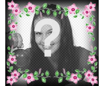 photo effect of frame with pink flowers to decorate ur photo