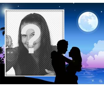 romantic couple under  the moonlight where u can put ur photo