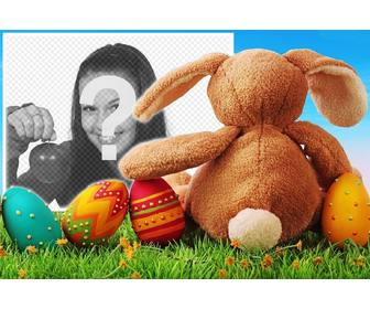 easter bunny with decorated eggs to upload ur photo