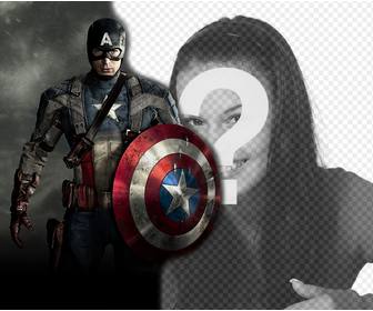 upload your picture with the hero captain america and for free