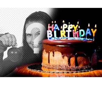 chocolate cake with candles where you can put your pictures