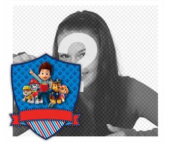 editable frame with the shield of the animated series paw patrol
