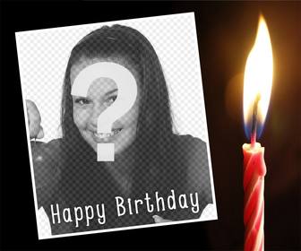editable postcard of happy birthday for ur photo and candle