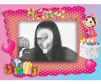 photo frame with decoration of birthday party to edit for free