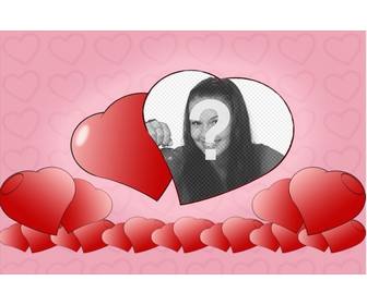 greeting card for lovers card personalized with ur picture very red hearts