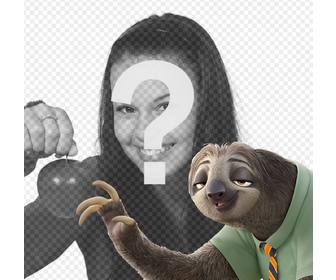 photo effect with the sloth from zootopia to upload ur photo