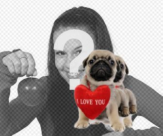 photo effect of puppy with heart to add on ur photos for free