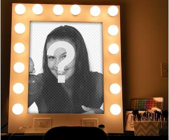 photo effect of mirror with lights and makeup to upload ur photo