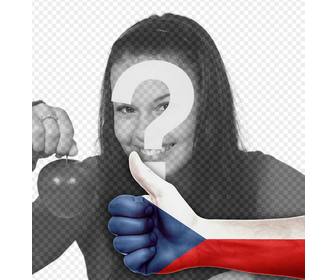 hand with thumb up and the flag of czech republic to add ur photo
