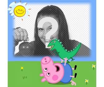 upload ur photo with george from peppa pig with his dinosaur toy
