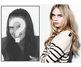 upload ur photo with the model cara delevigne with this free effect
