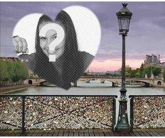 photo effect with the bridge of padlocks of love in paris to add ur photo