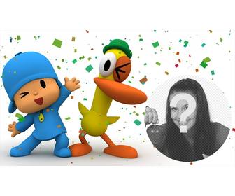 pocoyo and duck in fun party where u can put ur photo