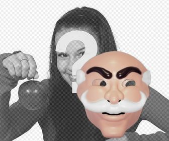 mask of the group of hackers fsociety from mr robot to stick on ur photos