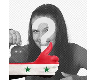 hand with syria flag to add your photo online