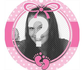 circular pink frame to decorate picture of baby girl