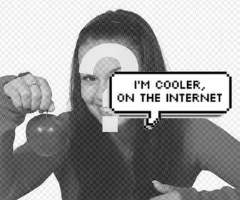decorative sticker of speech balloon with the phrase im cooler on the internet