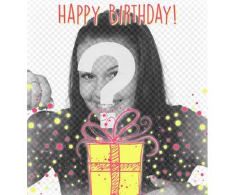 illustrative photomontage to celebrate happy birthday with decorative gift