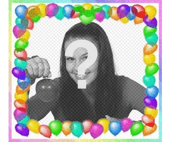 photo frame made with colorful balloons for birthday greetings