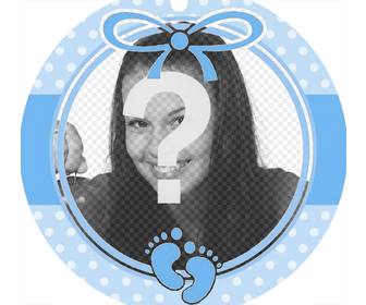circular blue frame perfect to add photo of baby