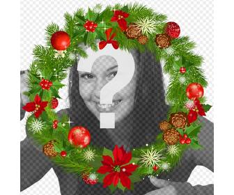 decorate ur photo with round christmas wreath with christmas decorations