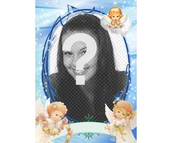 put your photo in this frame decorated with 3 angels