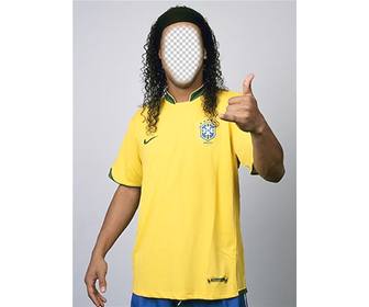 photomontage to be ronaldinho with the shirt of the brazilian team