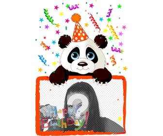 birthday greeting postcard with panda