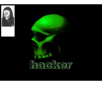 twitter background with the text hacker and skull with frame to put ur photo