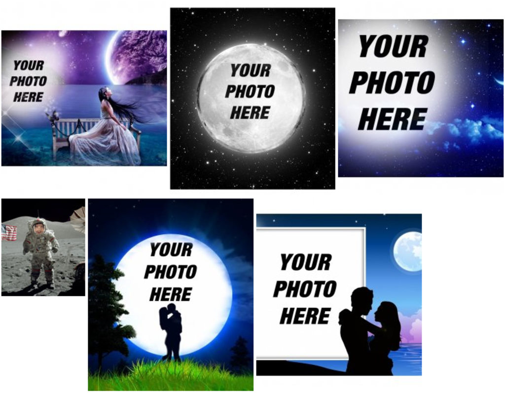 Photographic montages with moon background