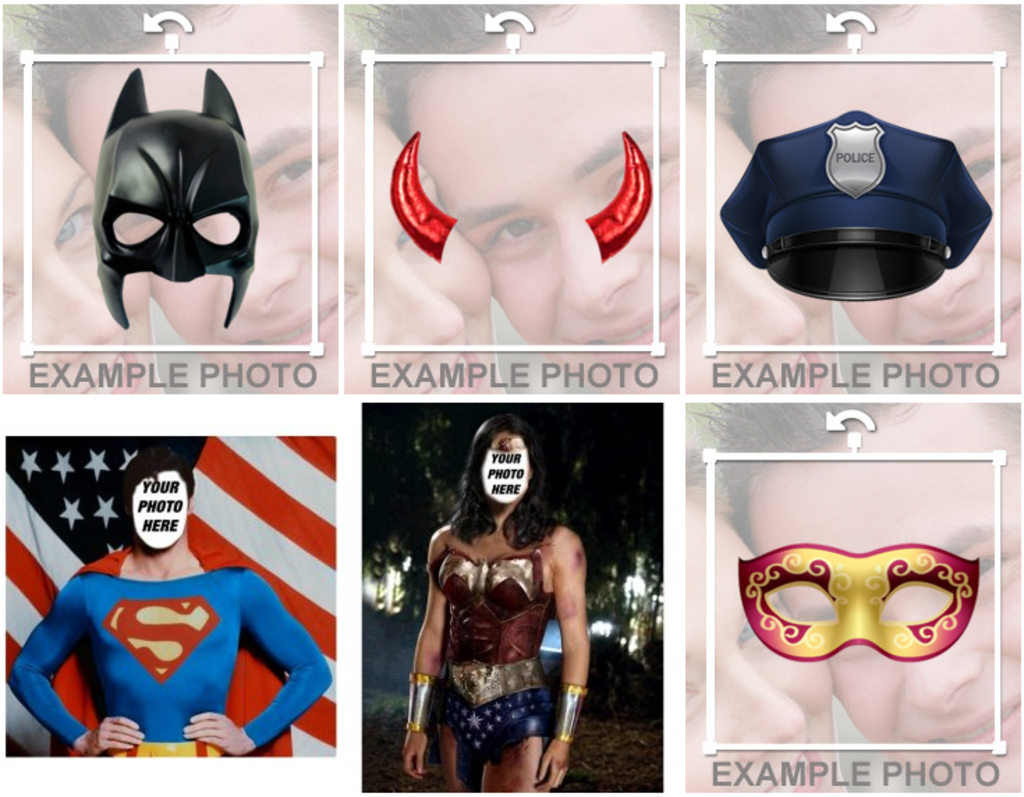 Photomontages of adult costumes