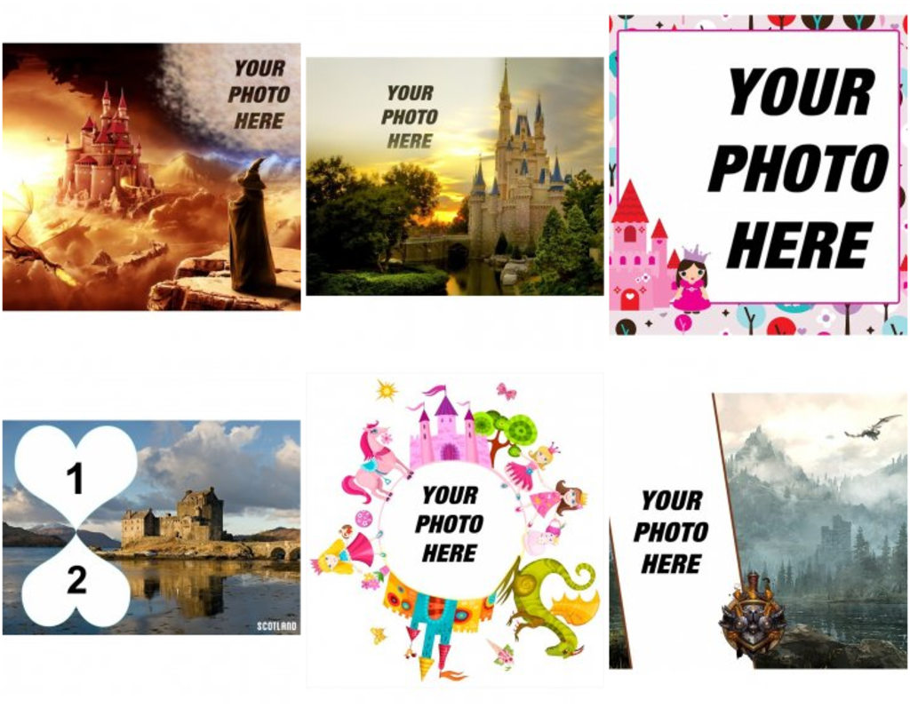 Photomontages with castles background