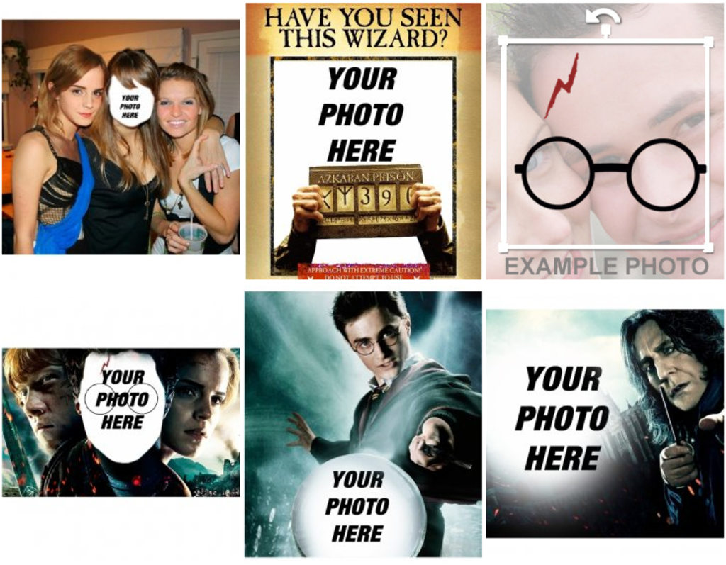 Photomontages, photo effects and stickers related to Harry Potter