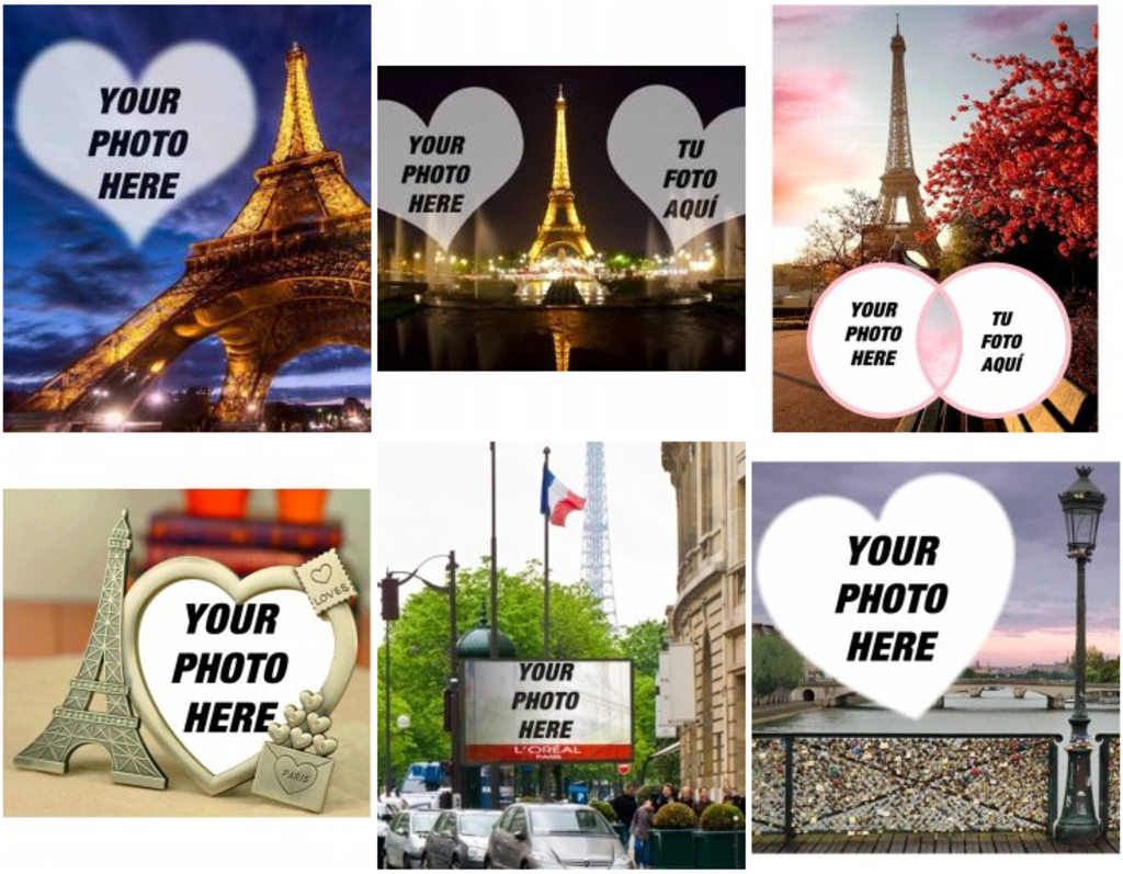 photomontages with photos Eiffel Tower and Paris to put your photo