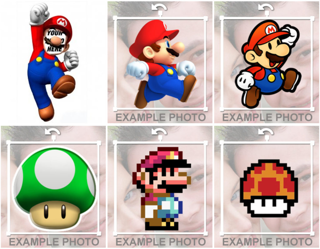 Photomontages and stickers of Mario games