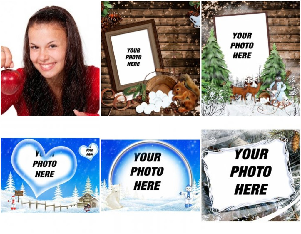 Templates and frames related to winter: snow, cold, rain ...
