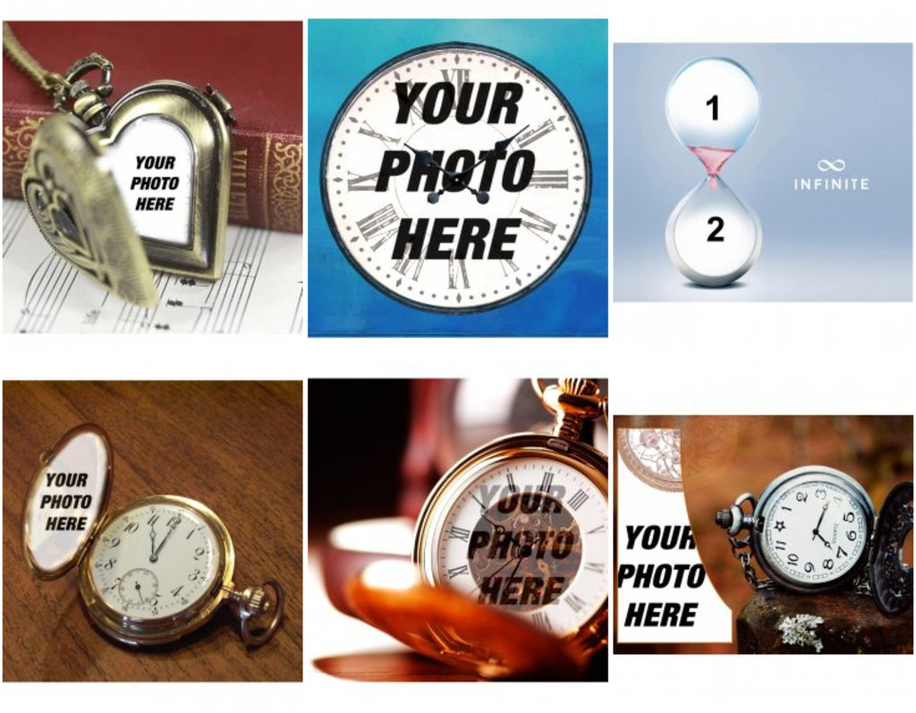 various photo effects of watches and clocks