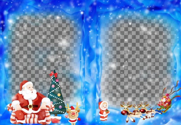 Put two of your photos on a Christmas frame with Santa Claus ..