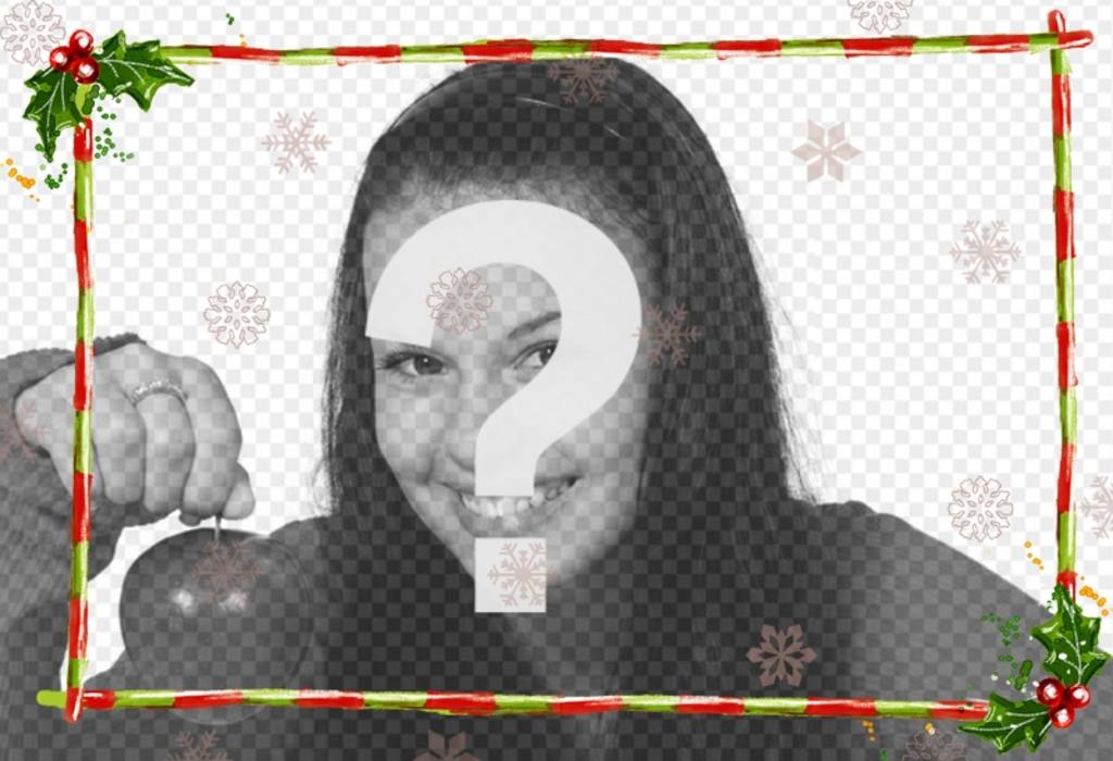 Edit an image from this page with this template to photomontage consisting of a discrete part with Christmas, for a photograph in width. Garlands and green bars with red..